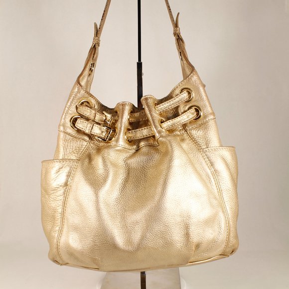 Michael Kors Gold Pebbled Leather Medium Hobo Bag - Authentic, Gently Used - Picture 6 of 13